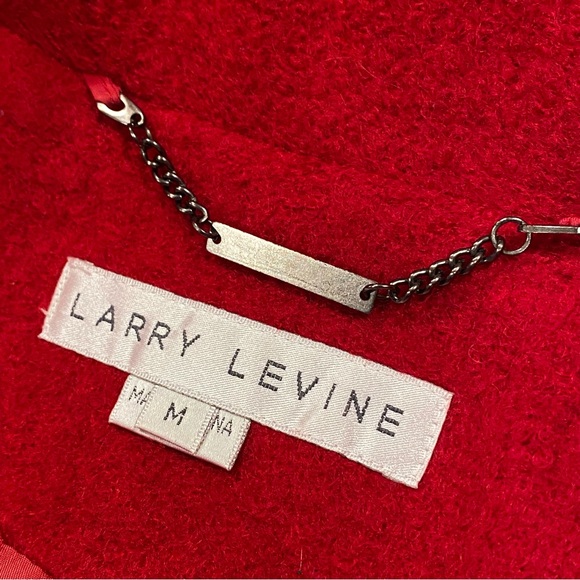 Larry Levine Wool Blend Coat Women’s Size M Red Funnel Neck Button Down Pockets - Picture 6 of 15